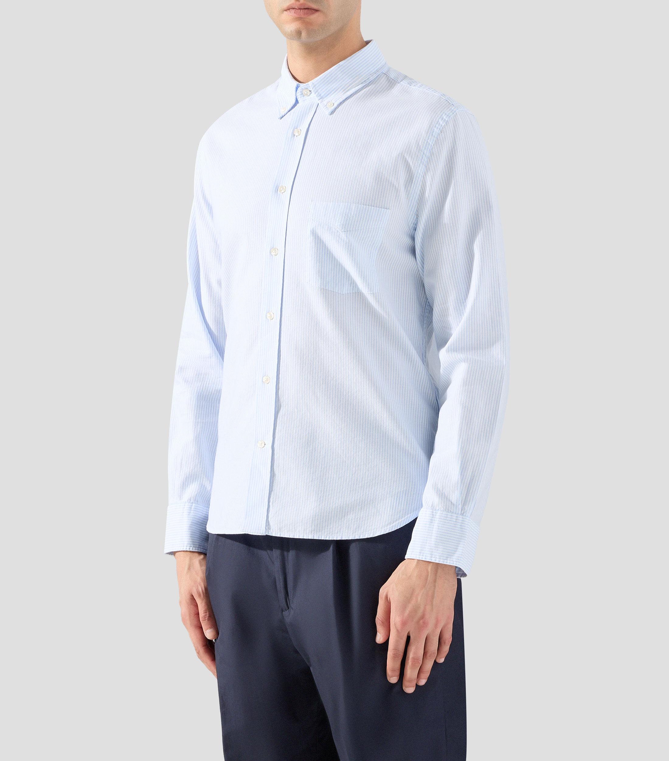 Camisa a rayas manga larga Hombre